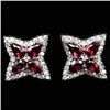 Image 1 : WHITE GOLD OVER STERLING SILVER PINK GARNET EARRINGS