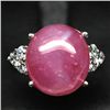 Image 1 : WHITE GOLD OVER STERLING SILVER RUBY RING - SZ. 7.25