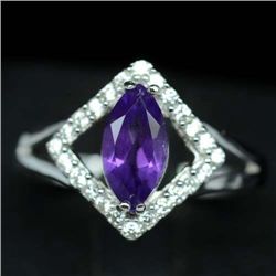 STERLING SILVER AMETHYST RING - SZ. 8