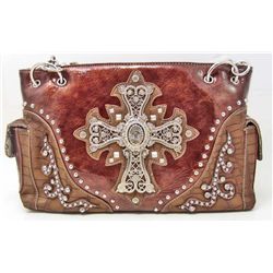 NEW WESTERN BLING STYLE LARGE CROSS PURSE HANDBAG