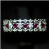 Image 1 : WHITE GOLD OVER STERLING SILVER RUBY RING - SIZE 5.75