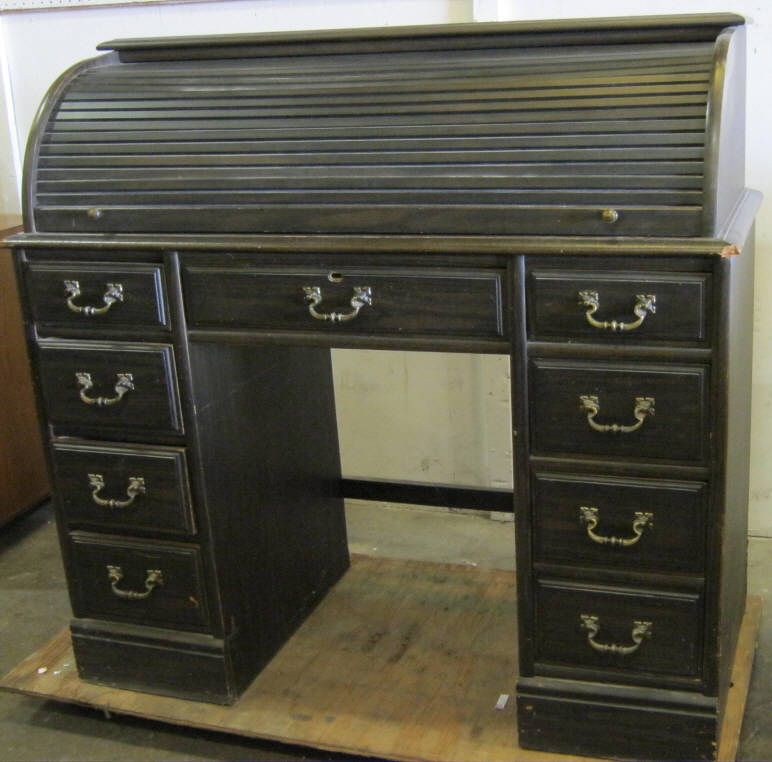 Vintage Roll Top Desk has 4 drawers each side....approx 42" x 20" x 41