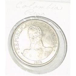 1974 COLUMBIAN PESO *RARE-UNC HIGH GRADE-HARD TO GET COIN*!! COIN CAME OUT OF SAFE!!