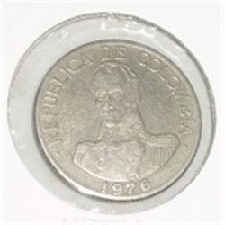 1976 COLUMBIAN PESO *RARE-AU HIGH GRADE-HARD TO GET COIN*!! COIN CAME OUT OF SAFE!!