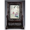Image 1 : Chinese Porcelain Tile in Wooden Frame 27" x 18 1/4"