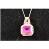 Image 2 : Diamond and Pink Sapphire 10 kt. Gold Chain 19" long