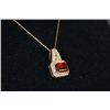 Image 1 : Diamond and Garnet Pendant 10 kt. Chain 19"  Long