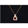 Image 2 : Diamond and Garnet Pendant 10 kt. Chain 19"  Long