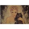 Image 4 : "Lady with Cat" Signed Louis Icart 28.5 " tall x 24"