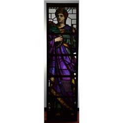 Antique English Stained Glass Panel of a Centurion 98"