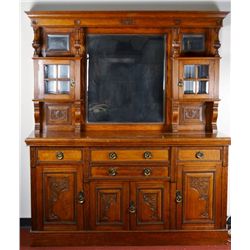 Antique English Oak Sideboard Buffet 83" tall x 72 1/4"