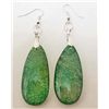 Image 1 : PAIR OF GREEN DRAGON VEINS AGATE TEARDROP EARRINGS