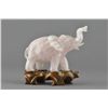 Image 1 : Chinese Carved Rose Quartz Elephant w Wood Stand