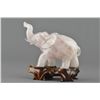 Image 2 : Chinese Carved Rose Quartz Elephant w Wood Stand