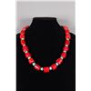Image 1 : Chinese Red Coral with Turquoise Necklace