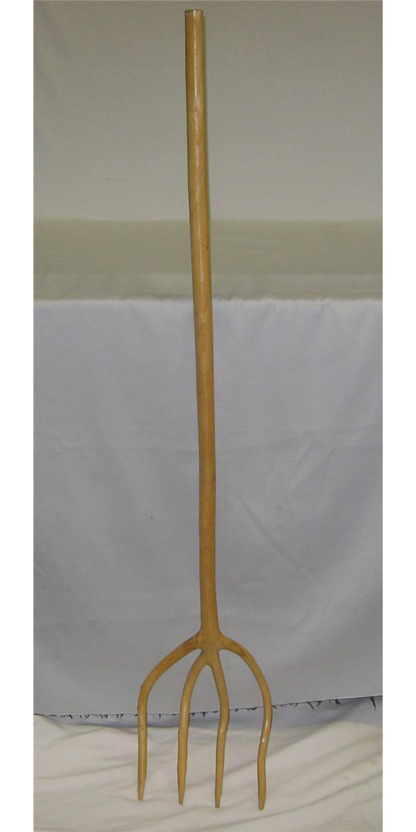 1970s Northern Spain Hand Carved Wooden Pitchfork