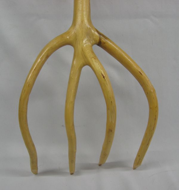 1970s Northern Spain Hand Carved Wooden Pitchfork