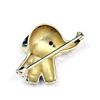 Image 2 : 14K Yellow Gold Elephant Pin with Red Ruby Eye