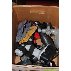 BOX OF TOOLS AND  CORDLESS DRILLS, AS IS