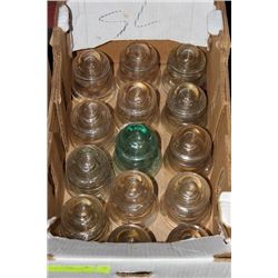 BOX OF GLASS INSULATORS
