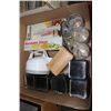 Image 1 : BOX W/ BROWN MIXER, SLICER, CANISTER, ETC.