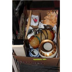 BOX OF MISC. ORNAMENTS, ETC.