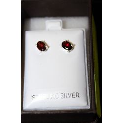 .925 STERLING SILVER REAL GARNET EARRINGS