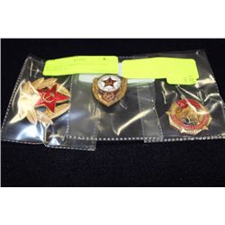 RUSSIAN COMMUNIST MILITARY BADGES X3