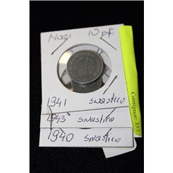 NAZI COINS (1940, 1941, 1943) X3