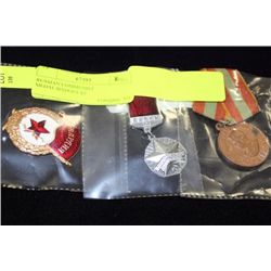 RUSSIAN COMMUNIST MEDAL/BADGES X3