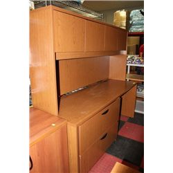 #5 SHOWHOME OFFICE DESK W HUTCH AND 2 DRAWER FILER