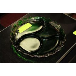 GREEN GLASS SERVING PLATTER