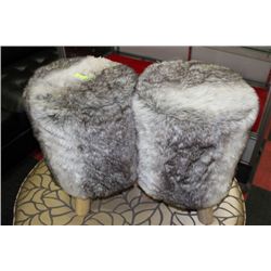 #21 PAIR OF FURRY STOOLS