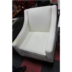 #14 WHITE FABRIC ARMCHAIR X2