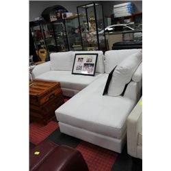 NEW WHITE LEATHER 'L' SHAPE APT SIZE SECTIONAL