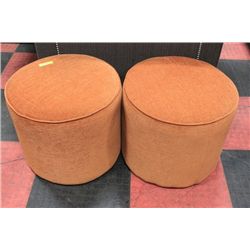 #38 PAIR OF ORANGE SHOWHOME FABRIC STOOLS