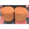 Image 1 : #38 PAIR OF ORANGE SHOWHOME FABRIC STOOLS
