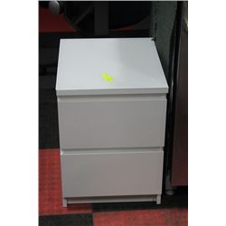 #51 SHOWHOME WHITE 2 DRAWER GLASSTOP NIGHT STAND