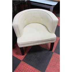 #19 SHOWHOME WOOD AND FABRIC ARMCHAIR X2