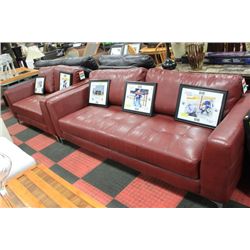 NEW RED LEATHER SOFA AND LOVE SEAT