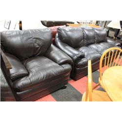 LEATHER SOFA  AND MATCHING CHAIR