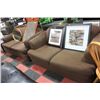 Image 1 : BROWN FABRIC SOFA AND LOVE SEAT