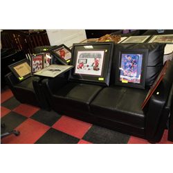 NEW BLACK LEATHER LOVE SEAT AND CHAIR