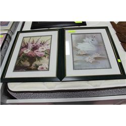 #52 PAIR OF GREEN FRAMED PICTURES