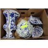 Image 1 : TRAY OF BLUE & WHITE PORCELAIN WALL VASES, ETC.