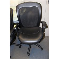 BLACK LEATHER MESH BACK OFFICE CHAIR