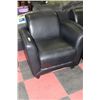 Image 1 : #9 SHOWHOME BLACK LEATHER ARMCHAIR X2