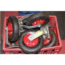 BIN OF RUBBER TIRE CASTER WHEELS