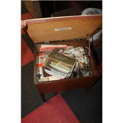 STORAGE STOOL WITH VITAGE ELECTRIC SCISSORS