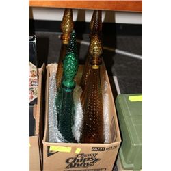 VINTAGE COLORED GLASS DECANTERS AND VASES